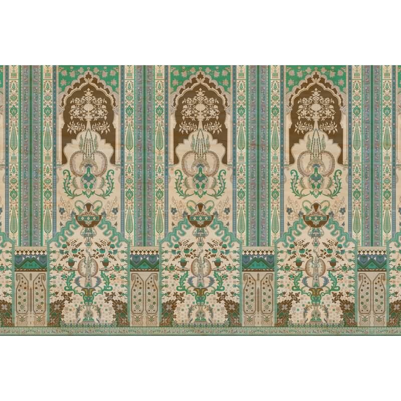 Tara Designerwerkstatt - Beige, Creme & Braun, Grüniger barock & ornament-Motiv auf hochwertiger Vliestapete (KG-177333)