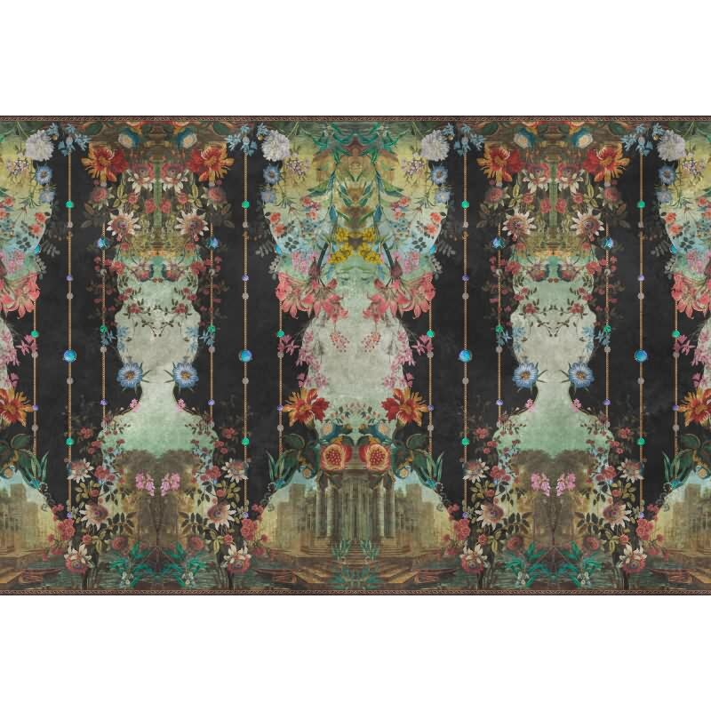 Ophelia Designtapete - Schwarz, Anthrazit & Bunt, Blauiger barock & ornament-Muster fuer moderne Raeume von AS-Creation (KG-177335)