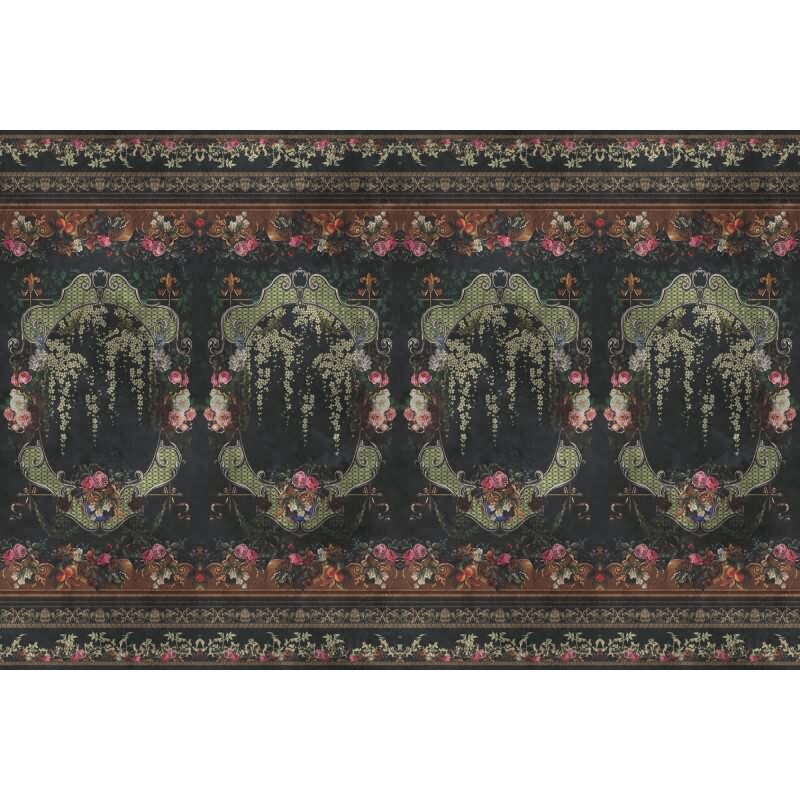 Babette Designtapete - Schwarz, Anthrazit & Bunt, Rotiger barock & ornament-Muster fuer moderne Raeume von AS-Creation (KG-177336)