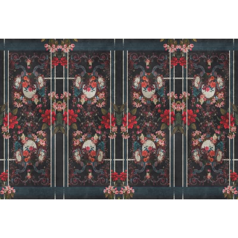 Victoria Designtapete - Schwarz, Anthrazit & Rot, Bordeaux, Blauiger barock & ornament-Muster fuer moderne Raeume von AS-Creation (KG-177337)