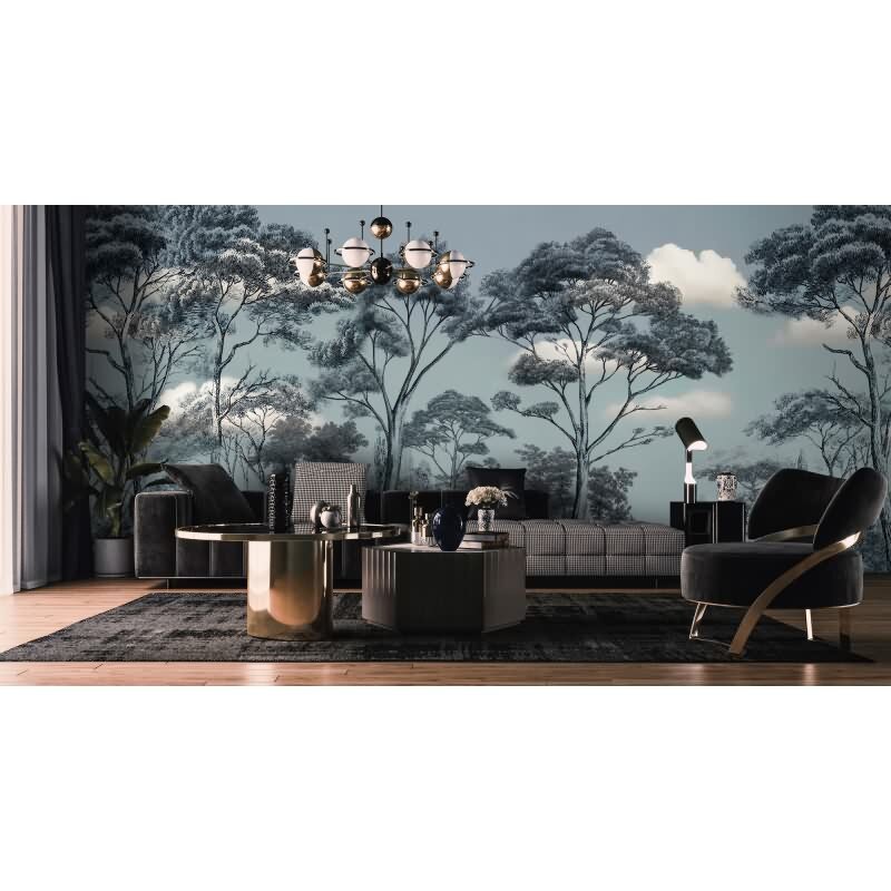 Skye 2 - Blau & Weiß, Schwarziger Kunstvolle Vliestapete in vliestapete von AS-Creation (KG-177341)