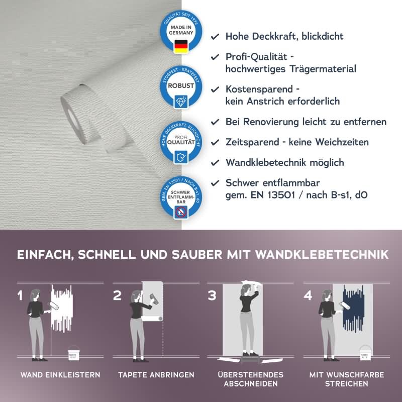 Design 392741 Hochwertige Meistervlies Tapete - Weiß überstreichbar-Design fuer vielseitige Raeume (KG-177350)