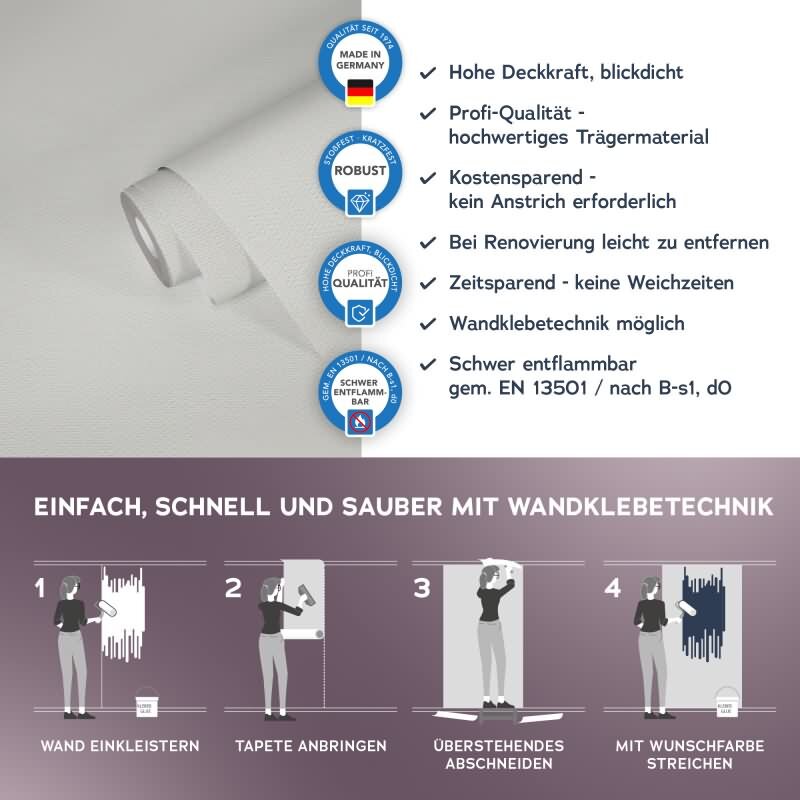 Design 393012 Meistervlies Objekt - Weiß Vinyltapete Struktur in Vinyltechnik von AS-Creation (KG-177351)