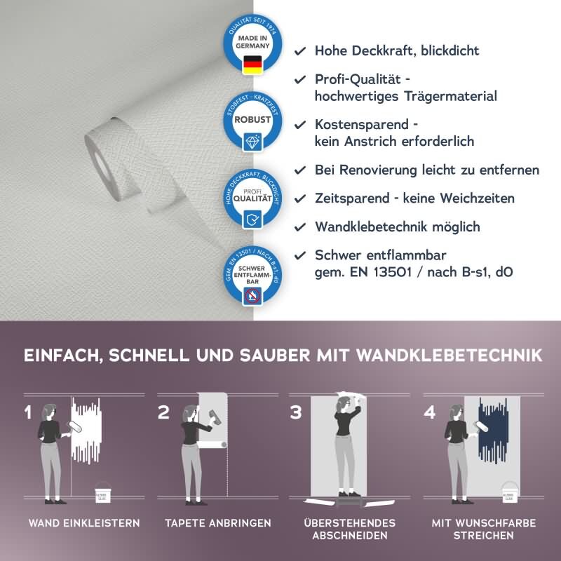 Design 392817 Hochwertige Meistervlies Tapete - Weiß überstreichbar-Design fuer vielseitige Raeume (KG-177353)