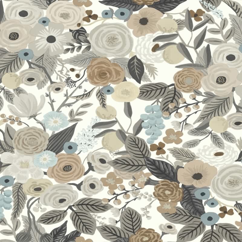 Papiertapete Grau, Silber blühende Eijffinger Rifle Paper Co. (KG-177360)