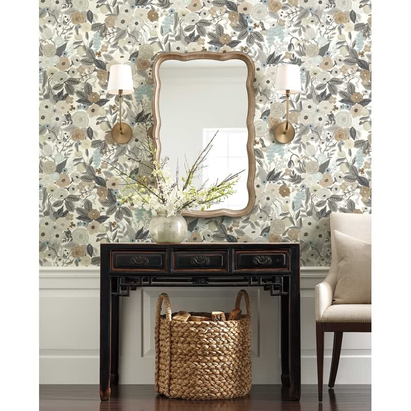 Papiertapete Grau, Silber blühende Eijffinger Rifle Paper Co. (KG-177360)