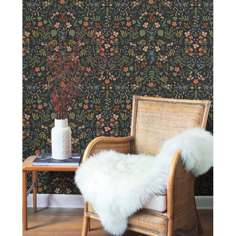 Vliestapete Schwarz, Anthrazit florales Eijffinger Rifle Paper Co. (KG-177369)