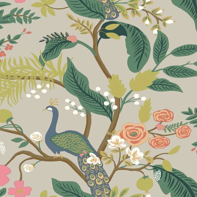 Vliestapete Greige blühende Eijffinger Rifle Paper Co. (KG-177373)