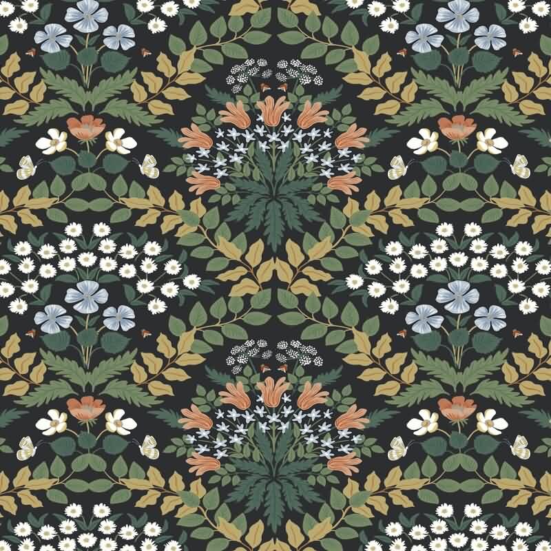 Vliestapete Schwarz, Anthrazit floral Eijffinger Rifle Paper Co. (KG-177383)