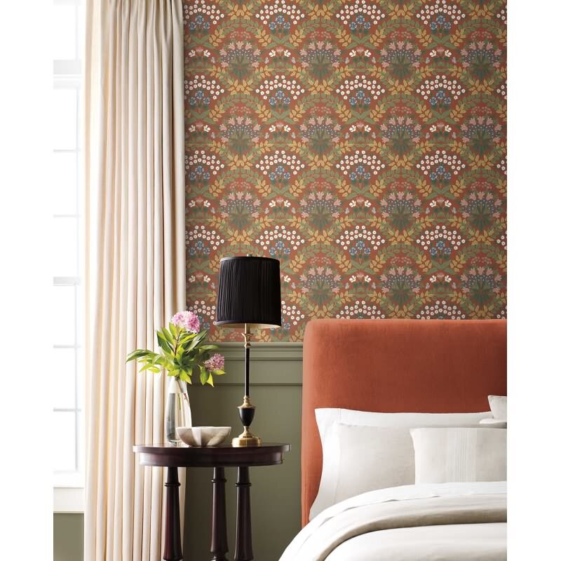 Vliestapete Rot, Bordeaux florales Eijffinger Rifle Paper Co. (KG-177385)