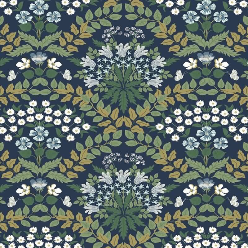 Vliestapete Blau blühende Eijffinger Rifle Paper Co. (KG-177389)