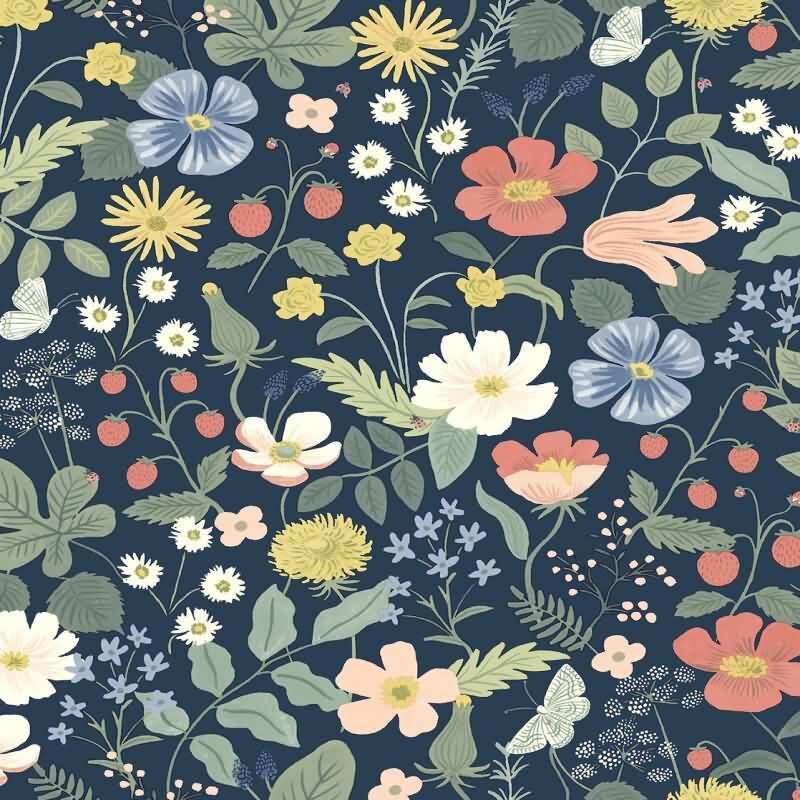 Papiertapete Blau blütenreiche Eijffinger Rifle Paper Co. (KG-177398)