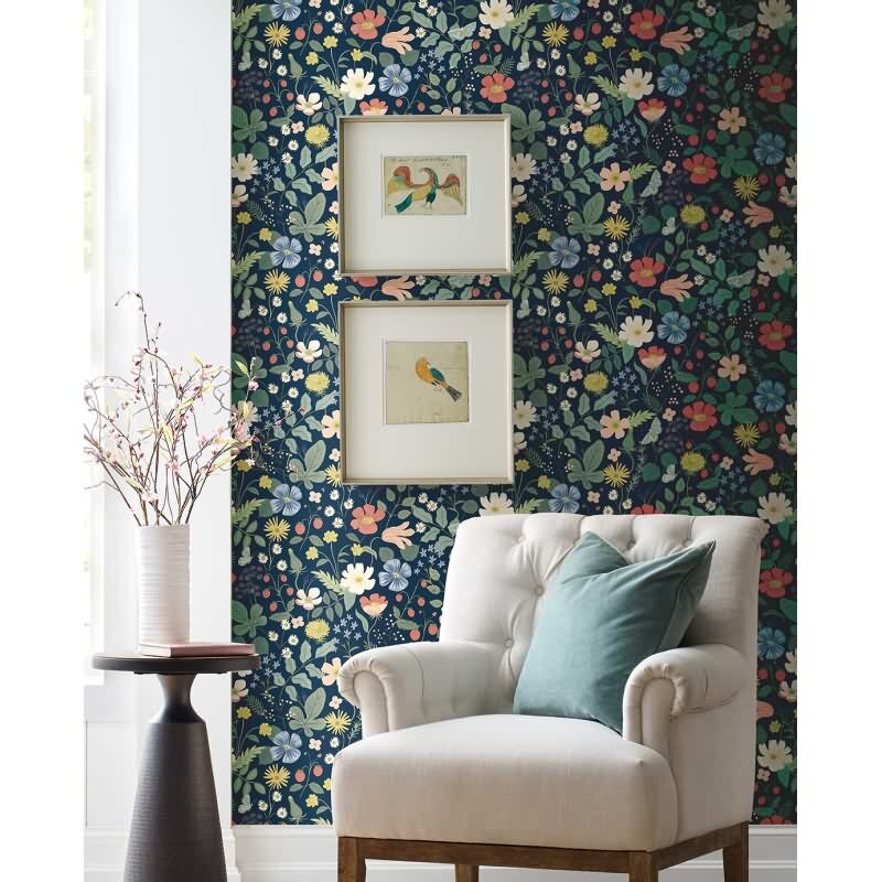 Papiertapete Blau blütenreiche Eijffinger Rifle Paper Co. (KG-177398)