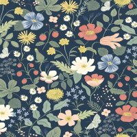 Papiertapete Blau blütenreiche Eijffinger Rifle...