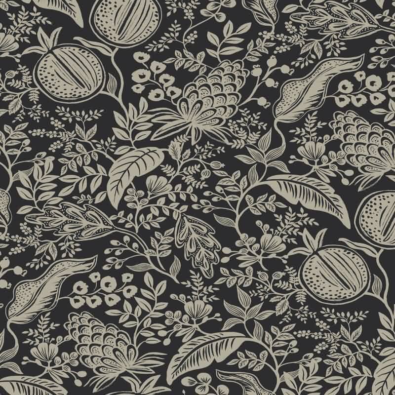 Vliestapete Schwarz, Anthrazit blütenreiche Eijffinger Rifle Paper Co. (KG-177405)