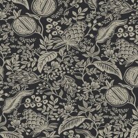 Vliestapete Schwarz, Anthrazit bl&uuml;tenreiche...