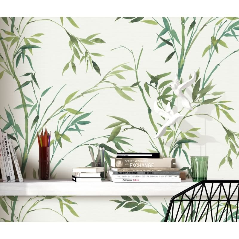 Vinyltapete Grün-Weiß fernöstliche Eleganz Erismann Martinique (KG-177681)
