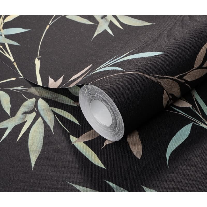 Vinyltapete Anthrazit-Grün moderne Dschungel Erismann Martinique (KG-177683)