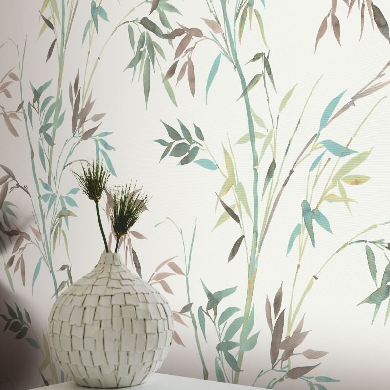 Vinyltapete Grün-Weiß asiatische Ruhe Erismann Martinique (KG-177684)