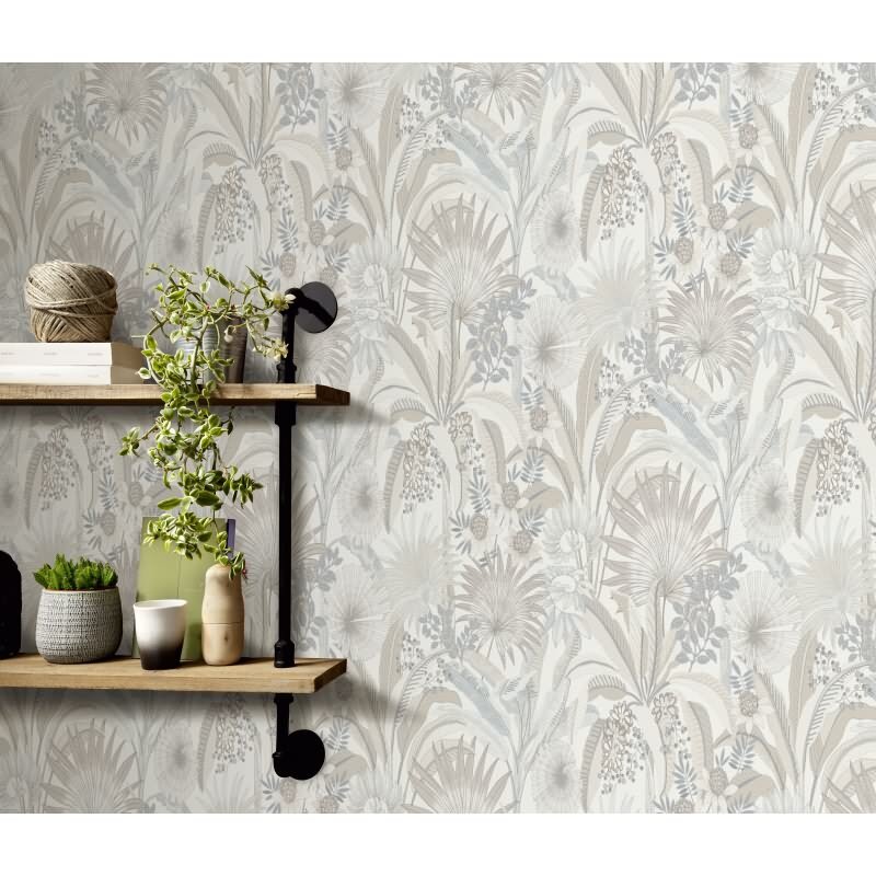 Vinyltapete Greige botanische Blüten Erismann Martinique (KG-177686)