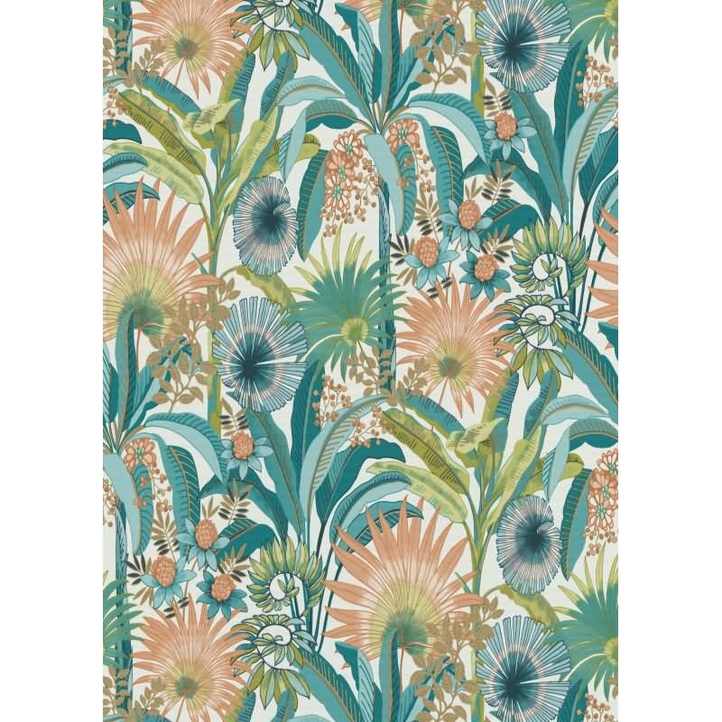 Vinyltapete Türkis-Orange tropische Frische Erismann Martinique (KG-177687)