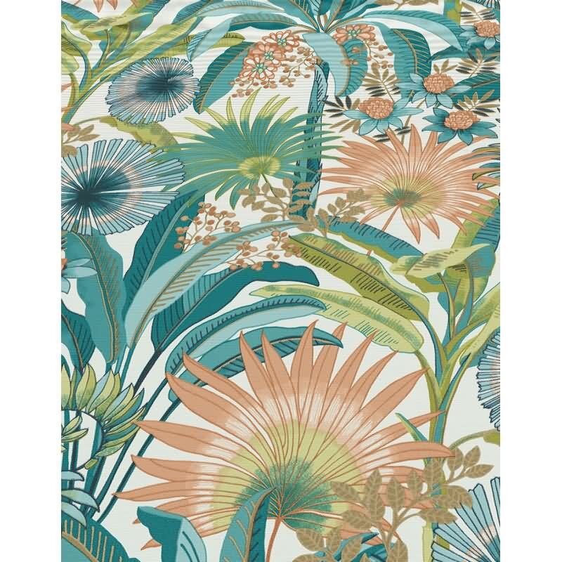 Vinyltapete Türkis-Orange tropische Frische Erismann Martinique (KG-177687)