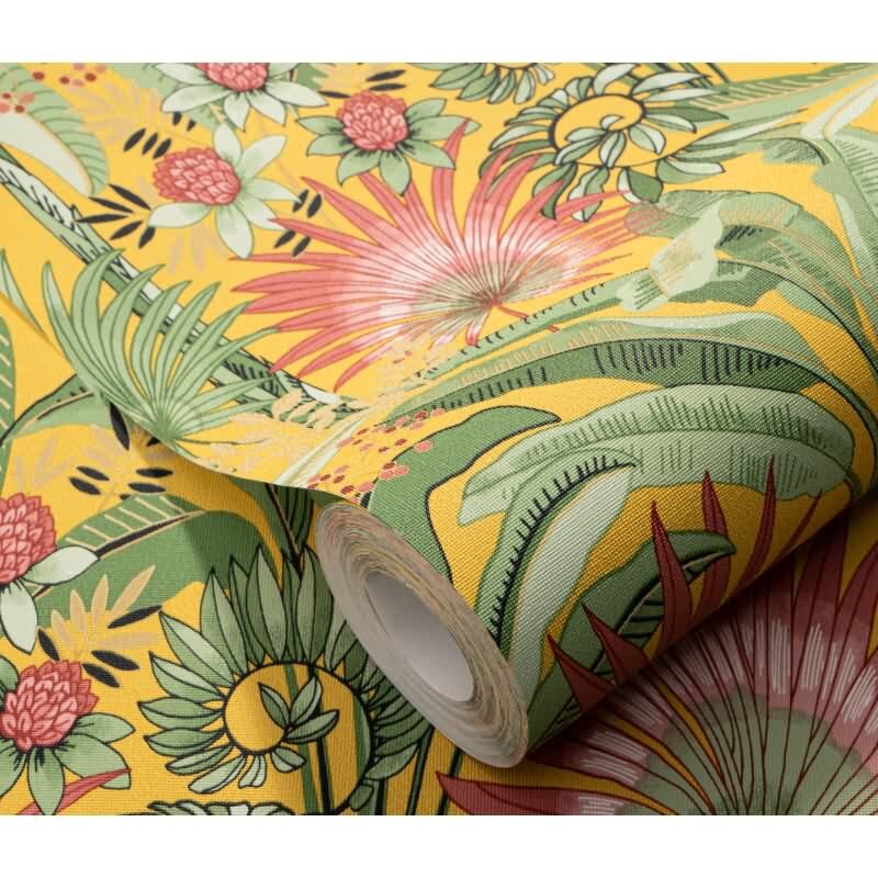 Vinyltapete Gelb-Grün-Rot vibrante Natur Erismann Martinique (KG-177689)