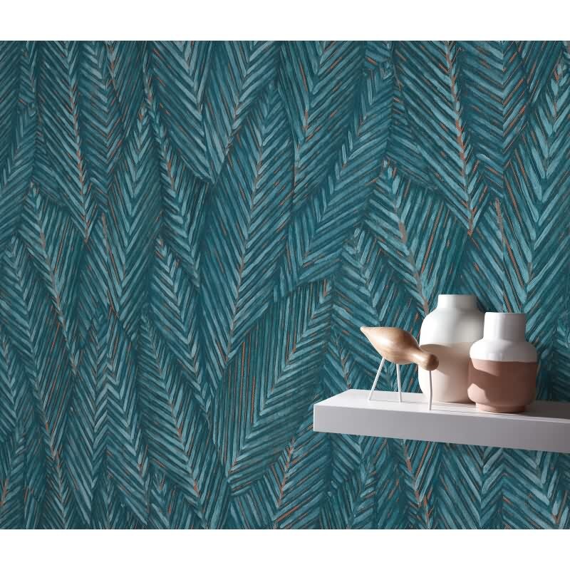 Vinyltapete Türkis-Grün exotische Ruhe Erismann Martinique (KG-177692)