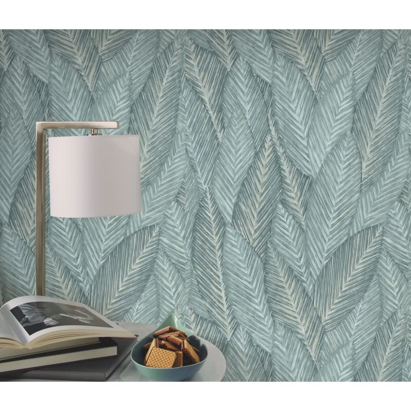 Vinyltapete Grün-Weiß zartes Blättermosaik Erismann Martinique (KG-177694)