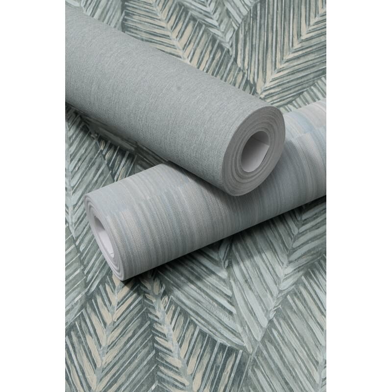 Vinyltapete Grün-Weiß zartes Blättermosaik Erismann Martinique (KG-177694)