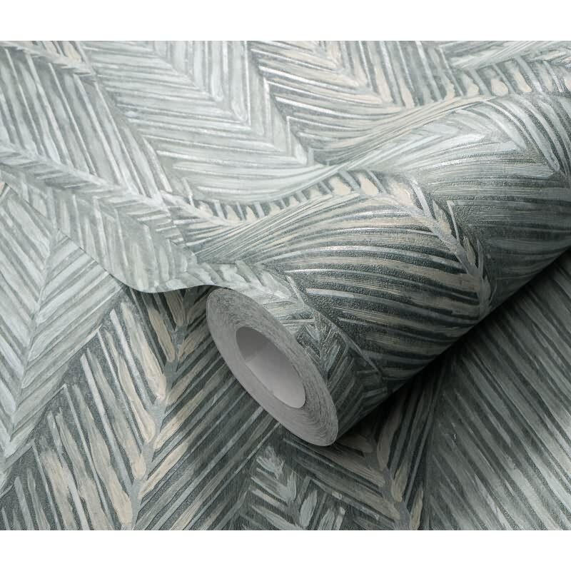 Vinyltapete Grün-Weiß zartes Blättermosaik Erismann Martinique (KG-177694)