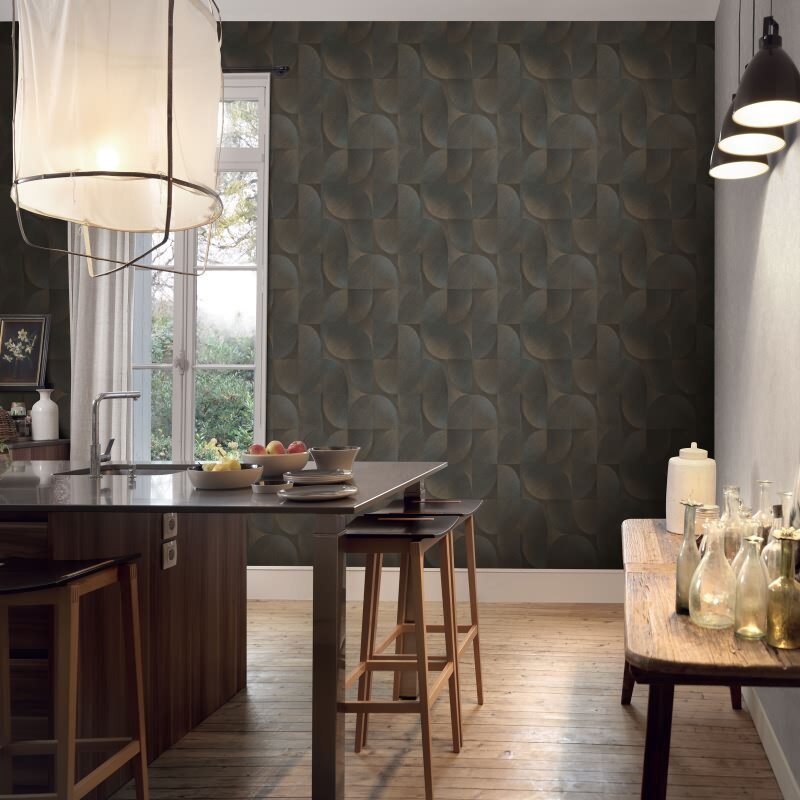 Vinyltapete Braun-Anthrazit getupftes Elegante Erismann Martinique (KG-177696)