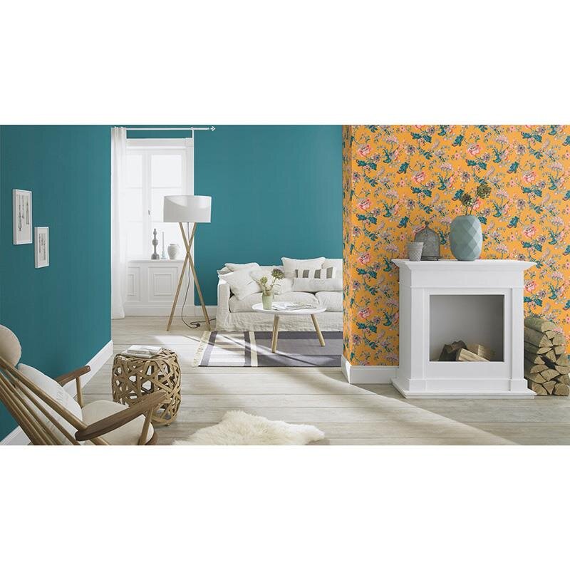 Tapete Blau, Gelb, Vanille, Rosa, Rose Rasch Vliestapete (1039326)