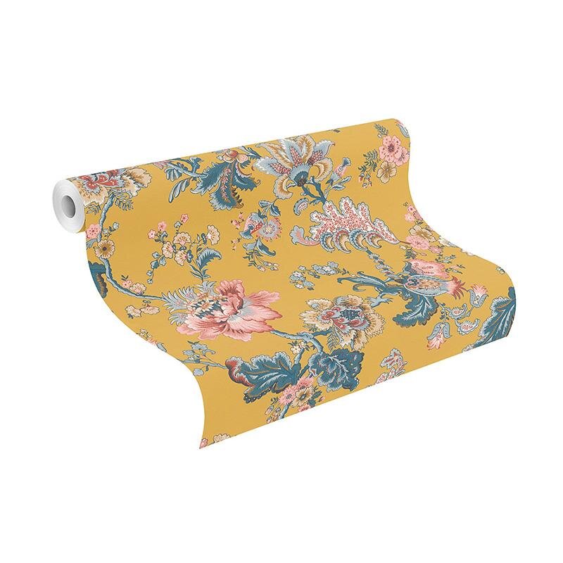 Tapete Blau, Gelb, Vanille, Rosa, Rose Rasch Vliestapete (1039326)
