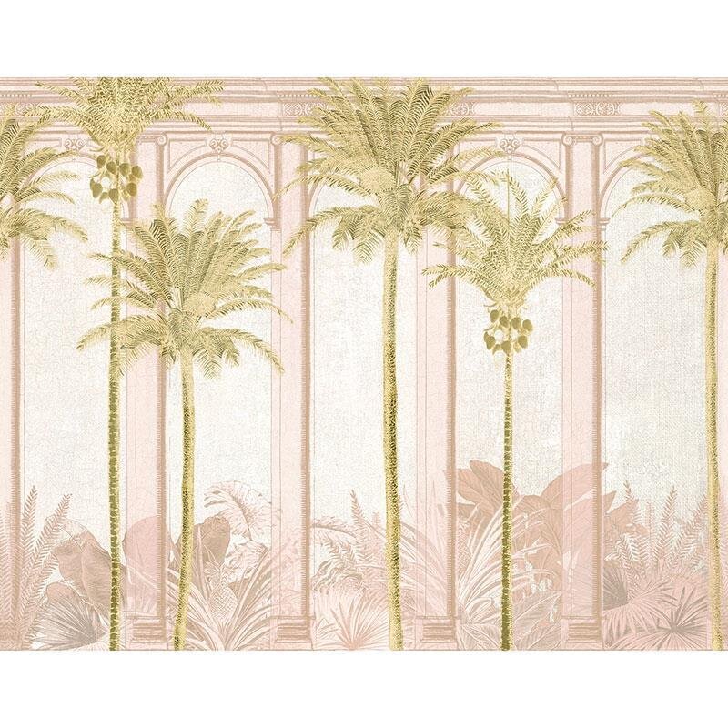 Digitaldruck-Tapete Grün, Rosa, Rose MASUREEL (1038594)