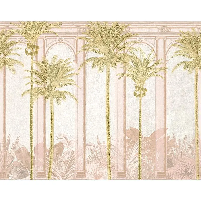 Digitaldruck-Tapete Grün, Rosa, Rose MASUREEL (1038594)