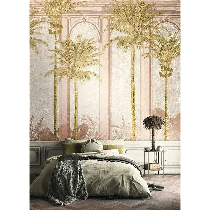 Digitaldruck-Tapete Grün, Rosa, Rose MASUREEL (1038594)