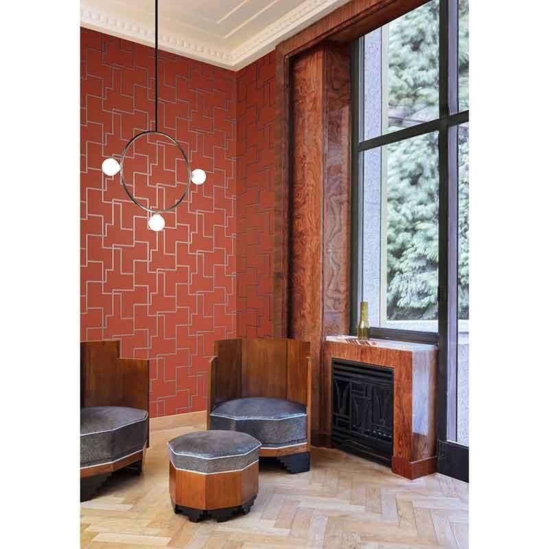 Tapete Grau, Silber, Orange, Terrakotta, Rot MASUREEL Vliestapete (1037863)