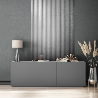 Edles Ambiente mit Holzpaneel-Tapete in Silber-Grau