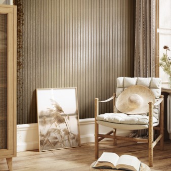 Tapete Gold Holzpaneel