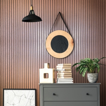 Holzpaneel-Tapete mit Metallic-Effekt Bronze Kupfer