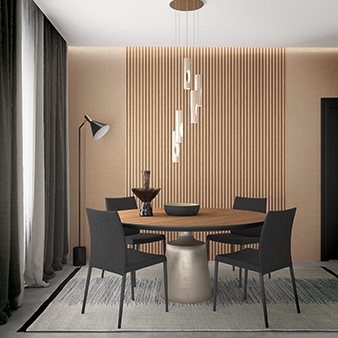 Esszimmer Holzpaneel-Tapete