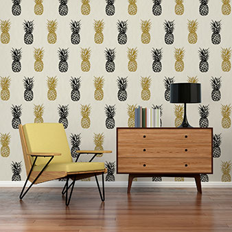 Tapete grau gelb Ananas